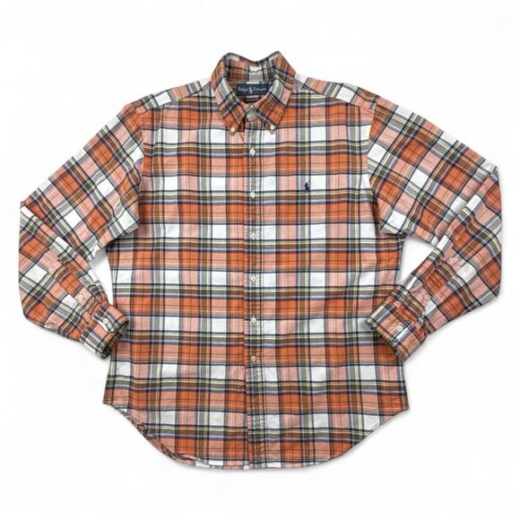 Ralph Lauren Button Down Oxford Clothe Shirt Mens Large Plaid Pony Classic Fit - Picture 1 of 10